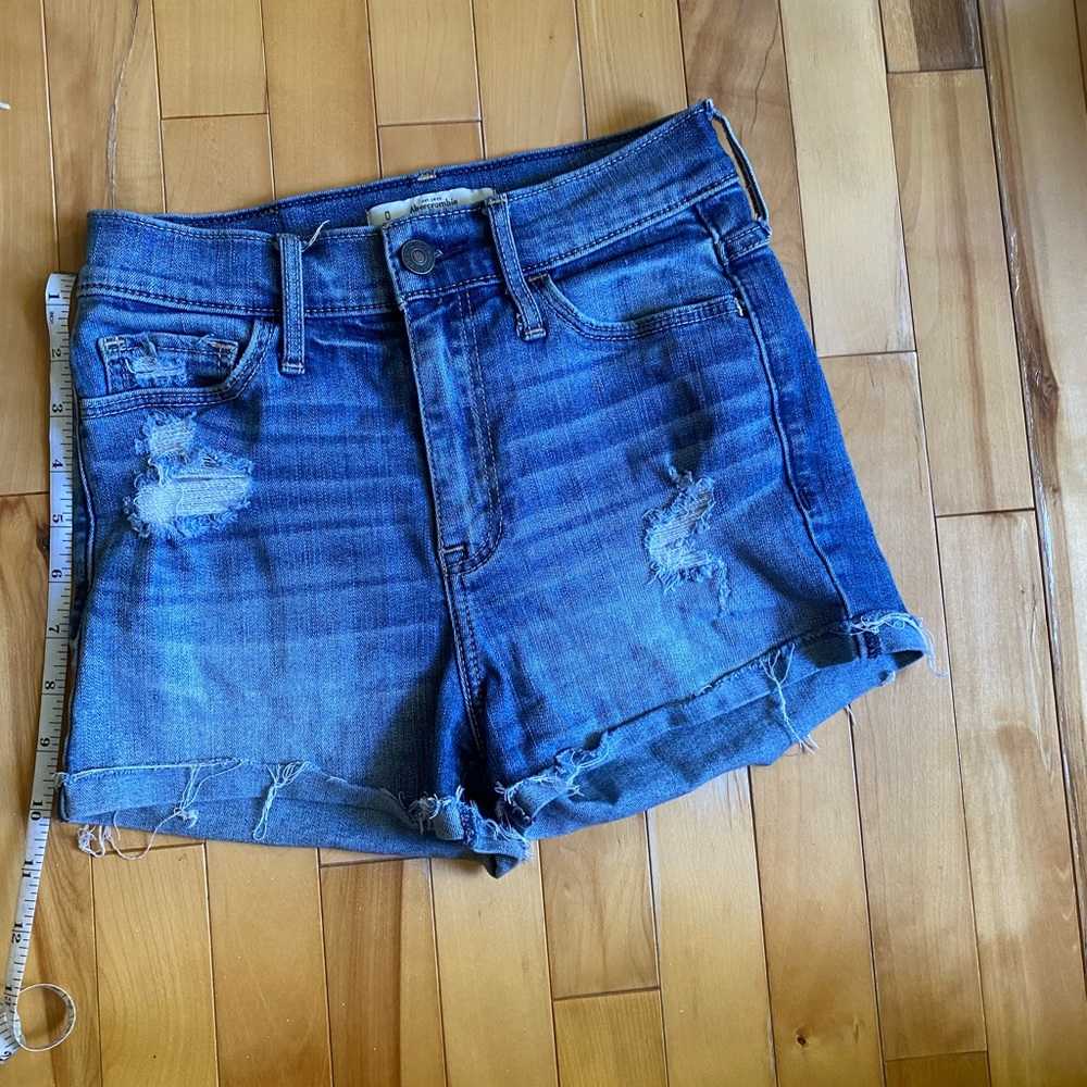 Abercrombie & Fitch Distressed Blue Jean Shorts